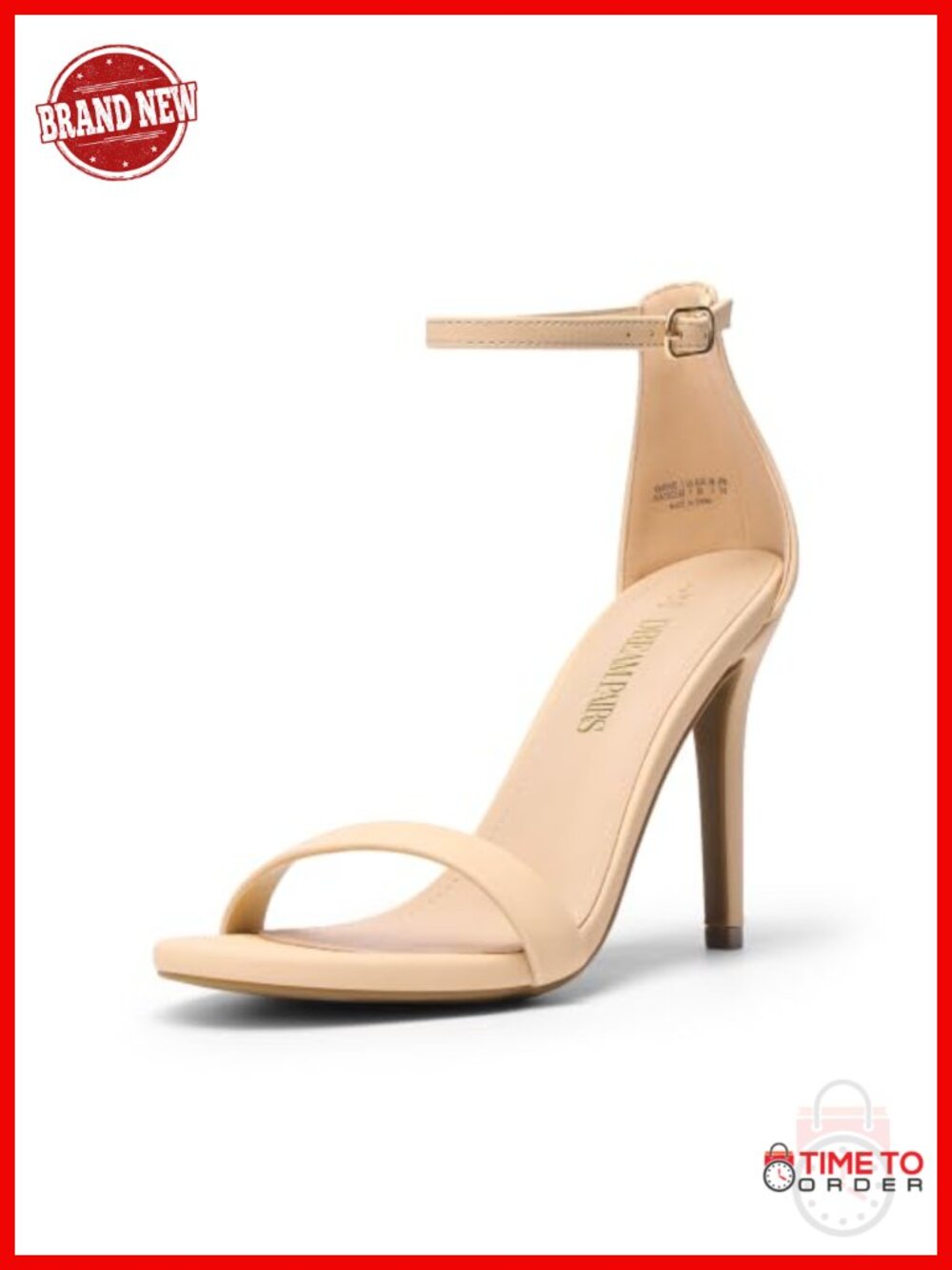 Women's Heeled Sandals Stiletto Ankle Strap Faux Leather